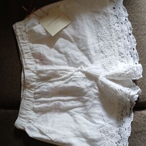Cynthia Rowley White Lace Trim Shorts